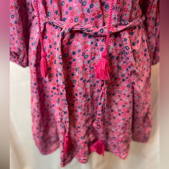 TOPSHOP Ditsy Smocked Mini Dress Pink Floral Size 6 - Picture 7 of 11
